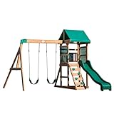 Backyard Discovery Spielturm Buckley Hill aus Holz | XXL Spielhaus für Kinder mit Rutsche, Schaukel und Kletterleiter | Stelzenhaus für den Garten..