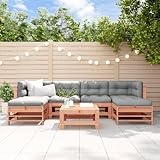 Festnight 7-TLG.Type-29. Lounge Gartenmöbel Set Holz mit Kissen Gartenlounge Ecklounge Loungemöbel Ecksofas Outdoor Balkonmöbel Lounge Outdoor Sofa Lounge Sitzgarnitur Garten Natürliches Douglasie