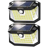 WELALO Solarlampen für Außen mit Bewegungsmelder, 【2 Stück】 188 LED Solarleuchten, 270° Aussen 3 Modi Solar Aussenleuchte, Wandleuchte IP65 Wasserdichte Garten Solarlicht