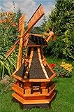 XXL Premium LED Solar Windmühle Holz 130cm kugelgelagert Garten Deko 1,3m