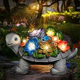 Linkax Geschenke für Frauen Mama Oma, Solar Gartenfiguren Schildkröte Gartendeko für Draußen, mit 7 LED Licht, Geburtstagsgeschenk für Frauen Mama Freundin, Home Terrasse Balkon Wohnzimmer Deko