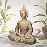ECD Germany Buddha Figur sitzend, 63cm hoch, aus wetterfestem Polyresin, Bronze, Feng Shui, Buddha Statue als Dekoration für Haus, Wohnung & Garten Gartenfigur Dekofigur, Skulptur für Innen und Außen