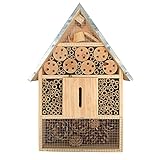 KH XL Insektenhotel naturbelassen aus Holz Insekten Hotel für Bienen Wildbienen Marienkäfer Fliegen Schmetterlinge Hummeln Fluginsekten Bienenhaus - fertig montiert - kein Bausatz
