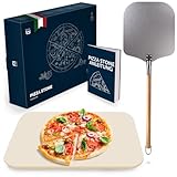 Blumtal Pizzastein - Pizza Stone aus hochwertigem Cordierit für Pizza wie beim Italiener - hitzeresistent bis 900 °C - Pizzastein für Backofen und Grill - Backstein für Brot - Backstahl Alternative