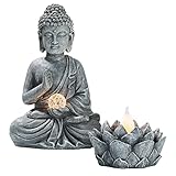 Buddha-Statue mit Solarleuchte von TERESA’s Collection | 32 cm hoch