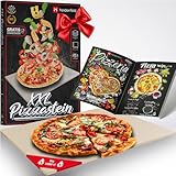 Heidenfeld XXL Pizzastein 46.5 x 35.5 x 1.5 cm | Pizza Stein für Backofen & Grill - Cordierit - Rechteckig - Gasgrill - Steinplatte - Qualitätsmarke - Pizzamaker - Schamottstein
