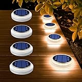 YiLaie Solarleuchten für Außen, Solarlampen für garten 360° LED Solar Treppe Licht IP68 Wasserdicht mit Auto On/Off Bodenleuchten, Warmes Weiß 2700K, 4 Stück