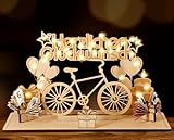 Giftota Original Fahrrad Geburtstag Geldgeschenke Holz mit LED Lichterkette - Geldgeschenk Fahrrad für Radfahrer, Freunde, Familie - Fahrrad Deko