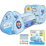 MAIKEHIGH Kinder Spielzelt mit Tunnel, 3 in 1 Pop Up Spieltunnel Bällebad Zelt krabbeltunnel Drinnen Draußen Spielzeug Geschenk für Baby Mädchen Jungen
