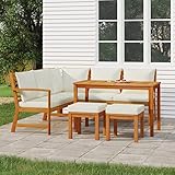 Yolola Lounge Gartenmöbel Set Holz mit Kisse Mecksofa Garten Balkonmöbel Sitzgruppe Loungemöbel Terrasse Gartenlounge Sofa Outdoor Gartensofa Sitzbank Gartensessel