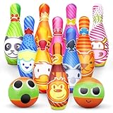 Kegelspiel für Kinder Ball Set Bowling Set mit 10 Kegel und 2 Bälle Mini Drin und Draußen Spielzeug Geschenke Spiele ab 3 Jahre Mädchen Junge