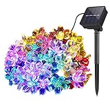 DIWUJI Solar Lichterketten Außen Garten, 7M 50 LED Blühen Blume Wasserdicht Solar Power Lichterketten Dekor Festival Buntes Licht für Party Hochzeit Patio Weihnachten Dekoration (Mehrfarbig)