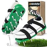 Hinrichs Rasenlüfterschuhe - Nagelschuhe zum Rasen belüften - Rasenlüfter Schuhe mit flexibel einstellbarem Riemen - Aerifizierer Rasenschuhe für manuelle Lüftung des Bodens - Rasenbelüfter