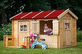 Timbela Kinderspielhaus aus Holz - Spielhaus im Freien für Kinder - B178xL241xH151 cm/2,63m2 Gartenspielhaus - Garten-Sommerhaus für Kinder M503