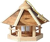 dobar® 21391e Vogelfutterhaus Camouflage Vogelfutterstation aus Holz - Vogelhaus zum Hängen - inkl. Futtersilo - Kompakte Vogelvilla - 35 x 35 x 29 cm - Natur-Geflammt