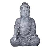 Buddha B4016S Steingrau, Buddha Figur XL 54cm hoch Buddha Statue groß, Büste, Gartendekoration, Wetterfest (nicht frostsicher) aus Kunststein (Polyresin) sehr aufwendig per Hand bemalt, sehr feine Strukturen (Steingrau)