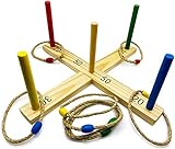 GICO Qualitäts Ringwurfspiel aus Holz für Kinder und Erwachsene mit 8 Ringen - Der Garten Spielspaß für die ganze Familie - 3264