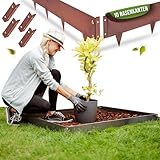 GREEN Spark Cortenstahl Rasenkante [Schneckenabweisend] mit Berührschutz | 10x 1m, 1,5mm dick | zur Garten- und Beetgestaltung | Beeteinfassung Metall Cortenstahl Beeteinfassung Rasenkante Metall