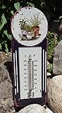 LB H&F Gartenthermometer analoges Thermometer Metall - 29 cm Gross - Blechschild Antik Design