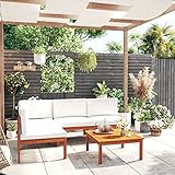 Yolola Gartenmöbel Set Holz 5-teilig Garten Loungemöbel Set Balkon Lounge Sofa Ecksofa Garten Sitzgruppe Gartenmöbel,Terassenmoebel Set Massivholz Akazie -5-TLG-Typ 2