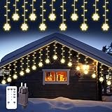 ZEWETO Weihnachtsbeleuchtung Außen, Eisregen Lichterkette Außen 11.5 m Strombetrieben 240 Leds IP44 8 Modi Lichterketten fur Weihnachtsdeko Aussen Party Fenster Balkon Terrasse (Warm white)