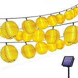 Solar Lichterkette Lampions 30er LEDs 6 Meter Außen Lichterkette Laterne, Solarbetrieben Warmweiß Wasserfest Dekoration für Garten Balkon Terrasse