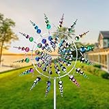 Einzigartige und magische Metall-Windmühle, 3D kinetisches Windspiel mit Metall-Gartenpfahl, magische Metall-Kinetik-Skulptur, Wind-Metallfänger, Windmühle