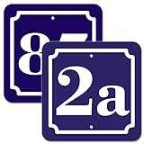 Hausnummer Schild 2mm Aluverbund, blau 10x10 cm, für Zaun, Gartentor, Tür