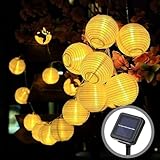 12M 50 LED Solar Lichterkette Lampions Außen, Laternen Wetterfest, 800mAh Solarlichterkette Aussen mit Solarpanel, 8 Modi Lanterne Lichterkette für GGarten, Balkon, Terrasse, Hof, Warmweiß