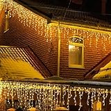 LEDYA 360 LEDs Eisregen Lichterkette Außen, 14M Weihnachtsbeleuchtung Warmweiß, Wasserdicht Lichtervorhang Aussen mit 8 Modi und Timer für Fenster, Traufe, Vorbau, Geländer