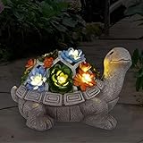 Yeomoo Solar Gartenfiguren Schildkröte Gartendeko für Draußen, mit Sukkulenten und 7 LED Leuchten Home Balkon Dekoration, Figur Kawaii Geschenke für Frauen/Mama Deko für Zimmer Terrasse