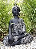 Sitzende Buddha-Figur aus Kunststein von K&L Wall Art | 45 cm hoch