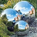Edelstahl Blickball, 6 Stück Nahtlose Blicke Globus Spiegel polierte Hohlkugel Reflektierende Gartenkugel für Garten Ornament Dekorationen