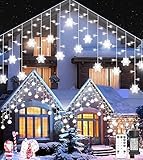 ULIGHTOWN Eisregen Lichterkette Außen 10.7m, 240 LED Weihnachtsbeleuchtung Schneeflocke Strombetrieben mit Fernbedienung, IP44 wasserdicht Timer 8 Modi für Silvester, Fenster Deko