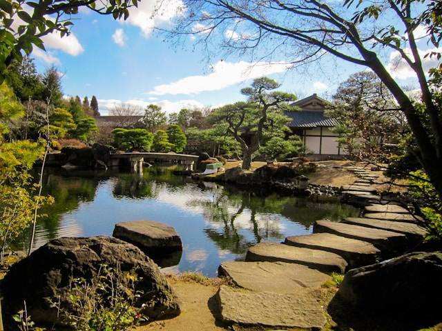 Steinwege im japanischen Garten